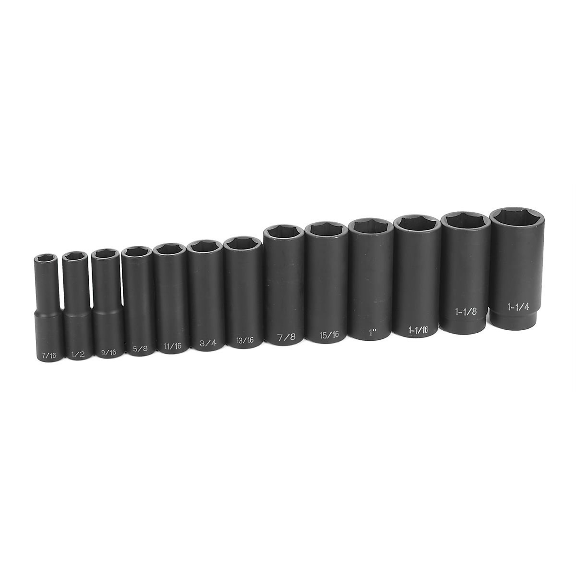 Grey Pneumatic 1/2in. Drive Deep Socket Set — 13-Pc., Chrome-Molybdenum Steel, Model# GRE1312D